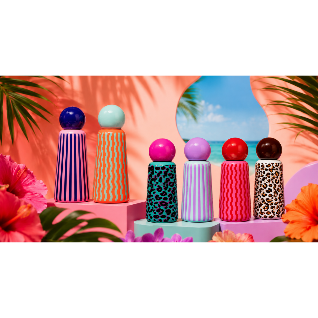 Skittle Bottle Original ストライプ & コーラル Skittle Water Bottles